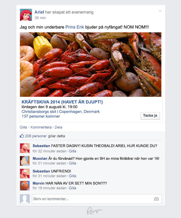 lilla sjöjungfrun bjuder på kräftskiva